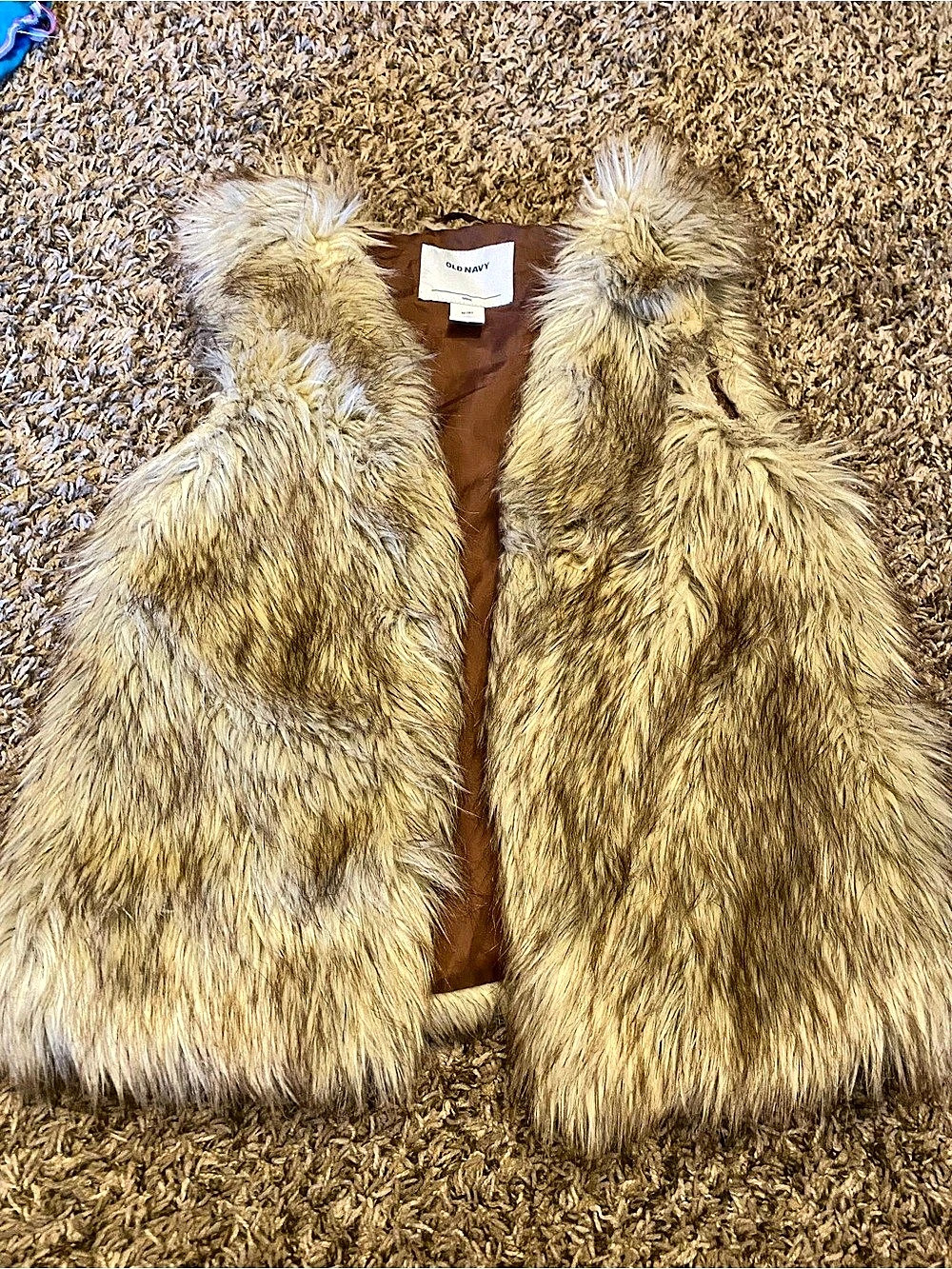 Old Navy Faux-Fur Vest for Girls Brown & Cream Medium